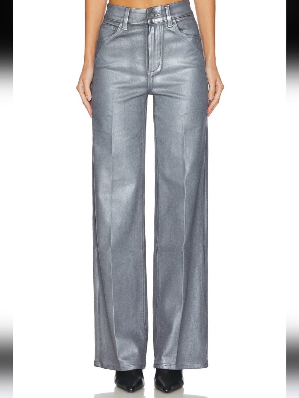 Paige Sasha Wide Leg Jeans in Silver Shimmer Revolve Brand Women's 26